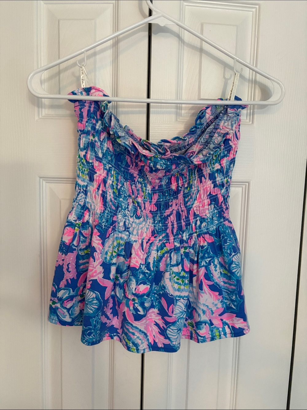 Lilly Pulitzer Blue & Pink Smocked Floral Camisole
